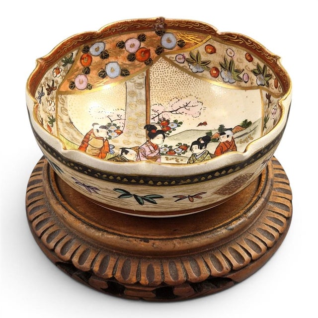 Meiji Japanese Satsuma Hanami Bowl by Kyoto Export Ware, 1895 For Sale - Image 11 of 11