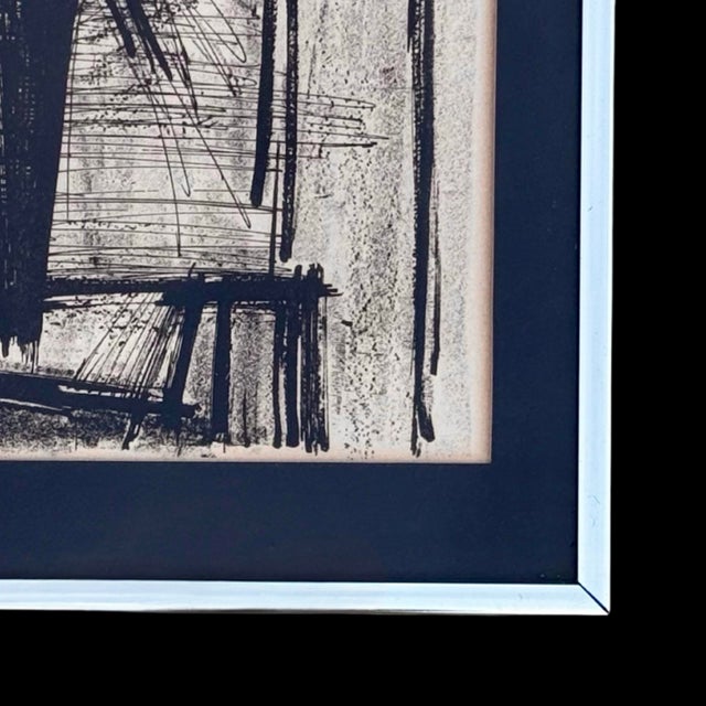 French Vintage Bernard Buffet "Flowers" 1968 Lithograph – Framed Original W/ C O A, Collector’s Guild New York For Sale - Image 3 of 6