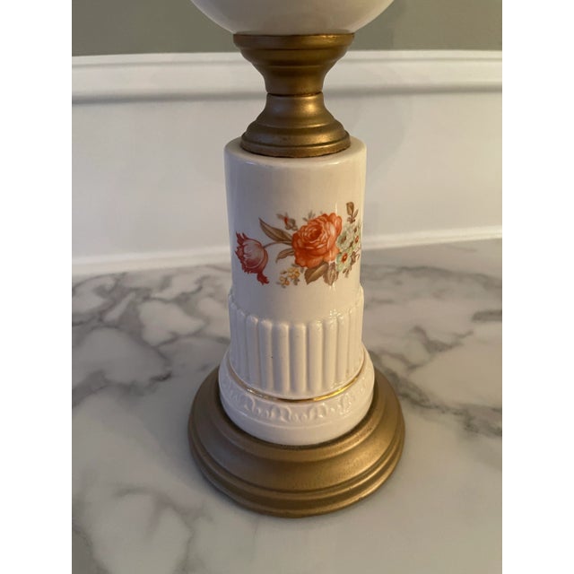 Shabby Chic Pair of Early 19th Century Floral Ceramic Lamps With Arms Restored For Sale - Image 3 of 7