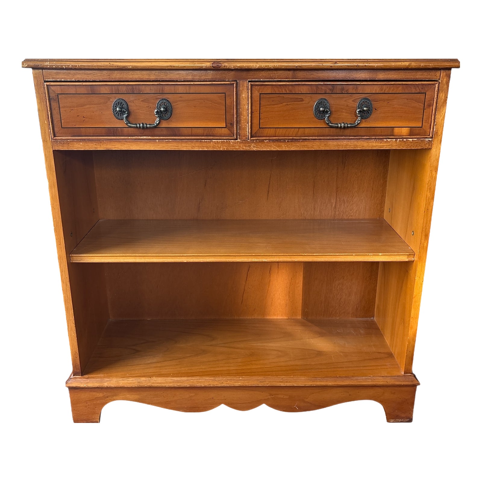 English Yew Wood Sideboard or Console Table with Drawers | Chairish