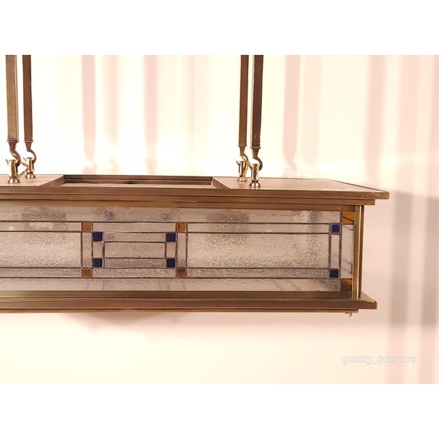 1980s Vintage Monumental Mission Arts and Crafts Prairie Frank Lloyd Wright Chandelier 36" X 36" For Sale - Image 5 of 12
