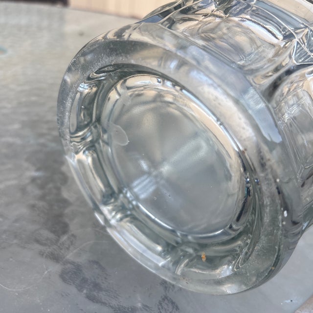 Mid-Century Modern Heavy Pressed Glass Geometric Vase by Rudolf Schröter for Sklo Union Elevate your space with this...