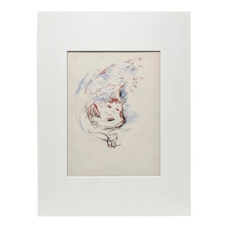 Pastel Drawing of Sleeping Cat by Artist Francis Chapin For Sale