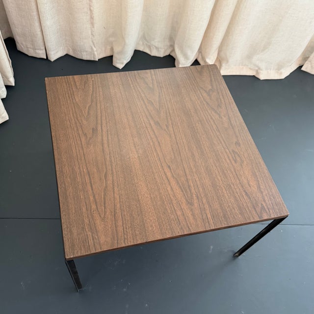 1960s Mid-Century Modern Florence Knoll Square T-Angle Faux Wood Coffee Table For Sale In New York - Image 6 of 8