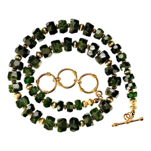 Faceted Rondelles of Green Chrome Diopside Necklace