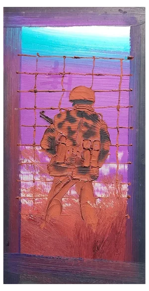 Aleksandrs Stankevics, Soldier, 1950, Mixed Media on Cardboard