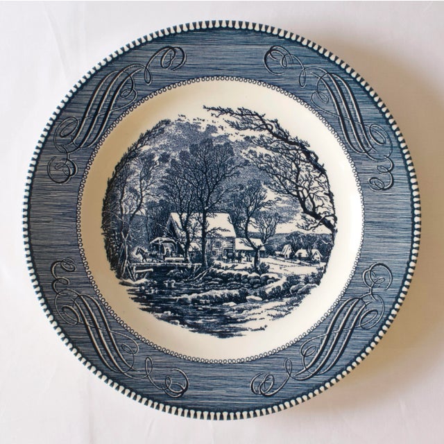 These vintage transferware dinner plates are perfect for serving food or displaying. The Currier & Ives collection is an...