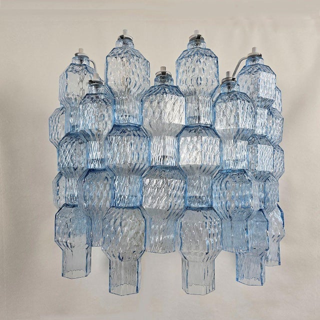 1990s Blue Murano Glass, Mid Century Modern Sconces - A Pair For Sale In Dallas - Image 6 of 12
