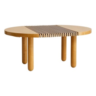 Italian Vintage Slatted Wood Dining Table with Extension For Sale