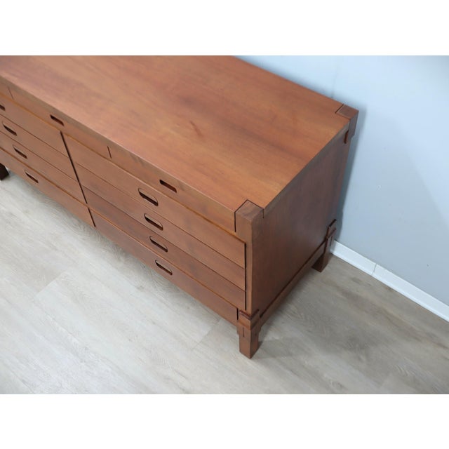 Mid-Century Italian Rationalist Walnut Multi-Drawer Sideboard, 1970s For Sale - Image 13 of 14