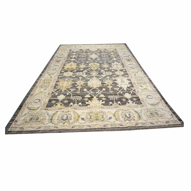 Traditional 21st Century Turkish Oushak Wool 9X13 Gold, Ivory & Gray Handmade Area Rug #1144102 For Sale - Image 3 of 11