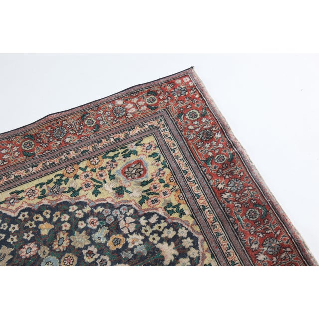 Vintage Hereke Hand-Knotted Rug - Fine Wool on Cotton Floral Medallion Design -3' 6'' X 5' 10'' For Sale - Image 9 of 13