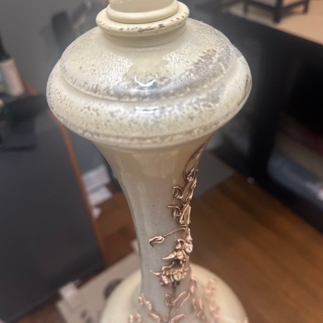 Vintage Hollywood Regency Applied Floral Table Lamps - A Pair For Sale - Image 10 of 11