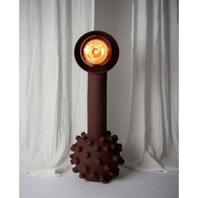 Headlight sculptural floor lamp in ceramic by liliana silva. Signed by liliana silva. Dimensions: w 30 x d 30 x h 120 cm....