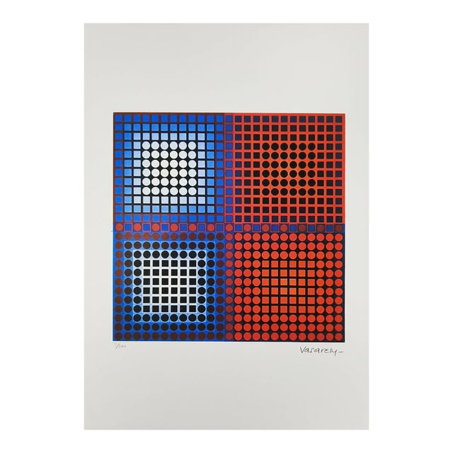 1970s After Victor Vasarely Limited Numbered Edition Lithograph. For Sale