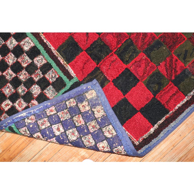 Late 20th Century Late 20th Century American Hooked Checkerboard Chess Rug - 3' x 5'7" For Sale - Image 5 of 9