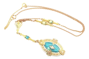 Guilloche Enamel 1930's Station Necklace