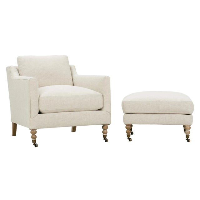 Cream Greta Chair, Cream Linen For Sale - Image 8 of 13