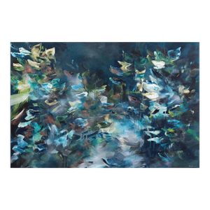 Sirene De Minuit - Luminous Blue Green Textural Abstract Flora Painting Original Artwork by Vé Boisvert