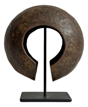 Antique African Mbole Copper Anklet Currency on Stand
