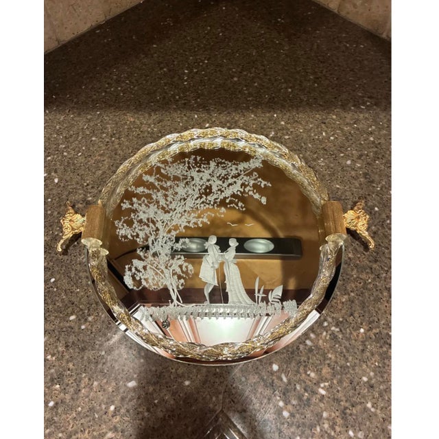 Venetian Etched Glass Mirror and Serving Tray For Sale In New York - Image 6 of 7