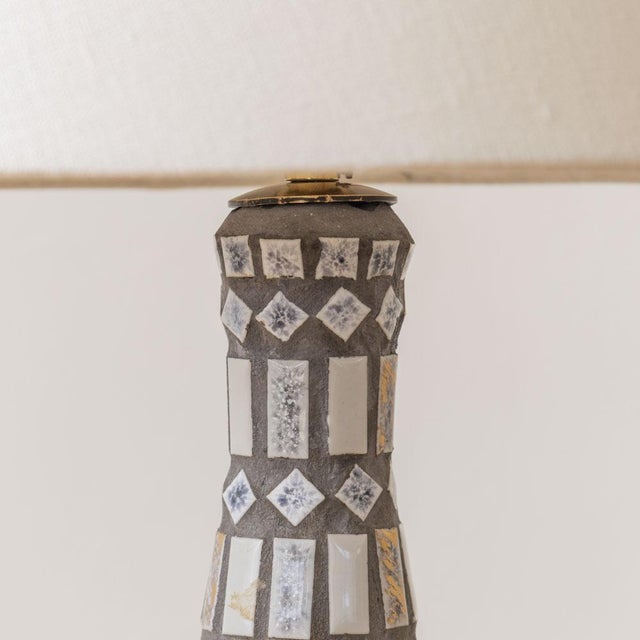 Blue 1960s French Ceramic and Tile Table Lamp For Sale - Image 8 of 11