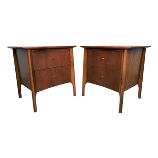 Pair of Mid 20th Century Curved Front Nightstands For Sale