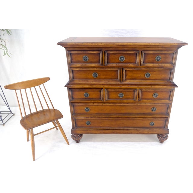 Baker 10 Drawer High Boy Chest Dresser Paper Lined Drawers MINT! For Sale - Image 16 of 18