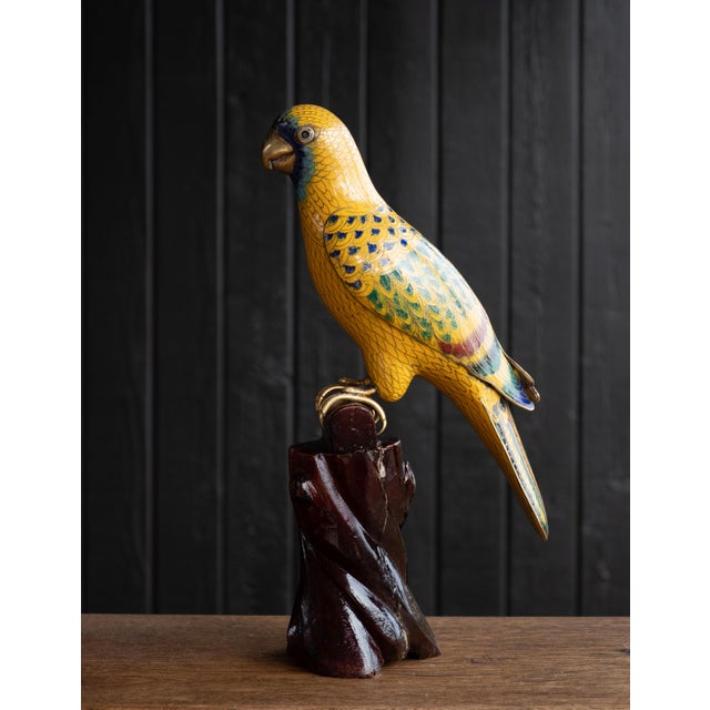 1960s 1960s Vintage Cloisonne Yellow Parrot For Sale - Image 5 of 6