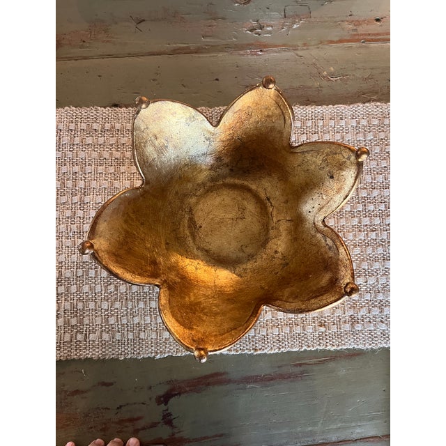 Vintage Horchow Italian Gilt Sculptural Flower Bowl. For Sale - Image 4 of 7