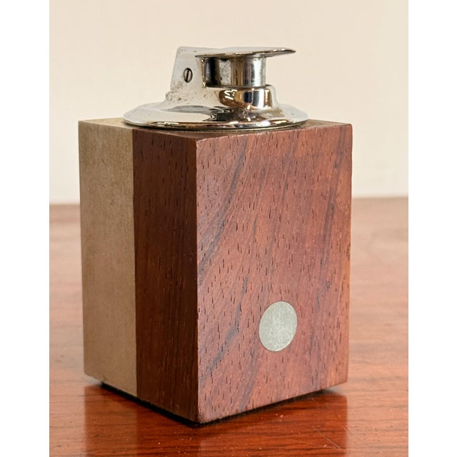 Fabulous vintage c.1950's Ronson table lighter, in a striking contrast of Brazilian rosewood and brushed aluminum!...