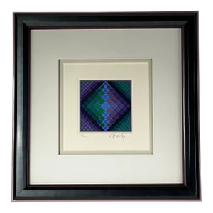 Late 20th Century Silkscreen Opp Art Lithograph Signed and Numbered by Victor Vasarely, Framed