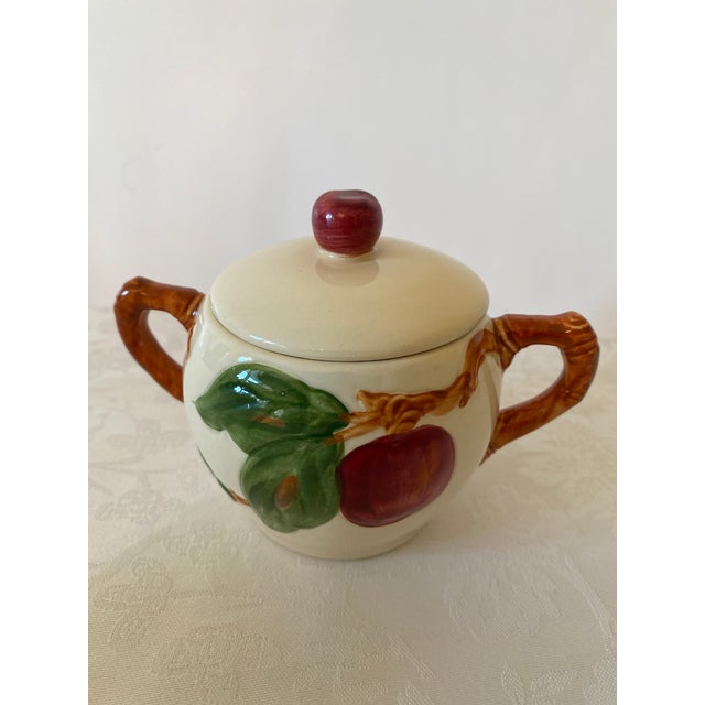 Late 20th Century Late 20th Century Franciscan Apple Pattern Sugar Bowl With Lid and Creamer For Sale - Image 5 of 11