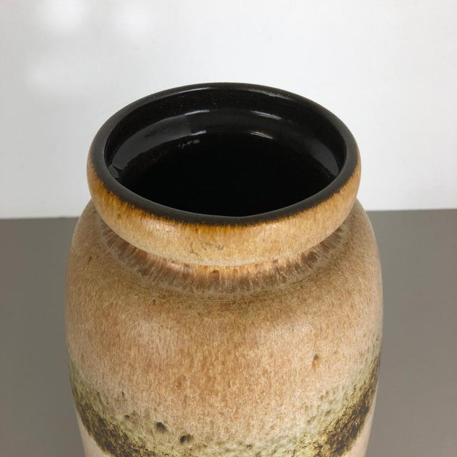 Beige Large Fat Lava Multi-Color 284-47 Pottery Floor Vase attributed to Scheurich, 1970s For Sale - Image 8 of 16