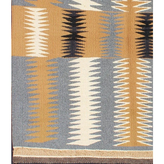 Tribal Tribal Small Vintage Navajo Style Kilim With Gold, Gray, Ivory, and Black For Sale - Image 3 of 6