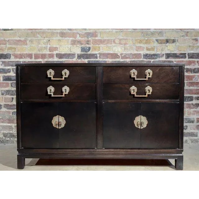 Landstrom Furniture Espresso Stained Mid- Century Chinoiserie Style Buffet by Landstrom Furniture For Sale - Image 4 of 4
