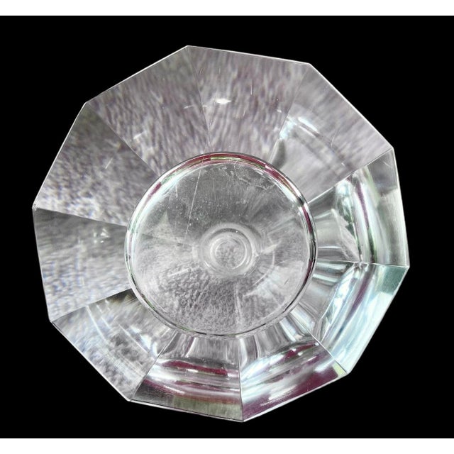 Czechoslovakian Art Deco Paneled Crystal Perfume Bottle Frosted Crystal Stoppe For Sale - Image 13 of 13