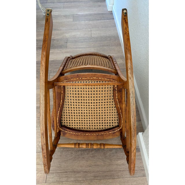 Vintage Solid Maple Wood Bentwood Cane Rocking Chair For Sale - Image 10 of 11