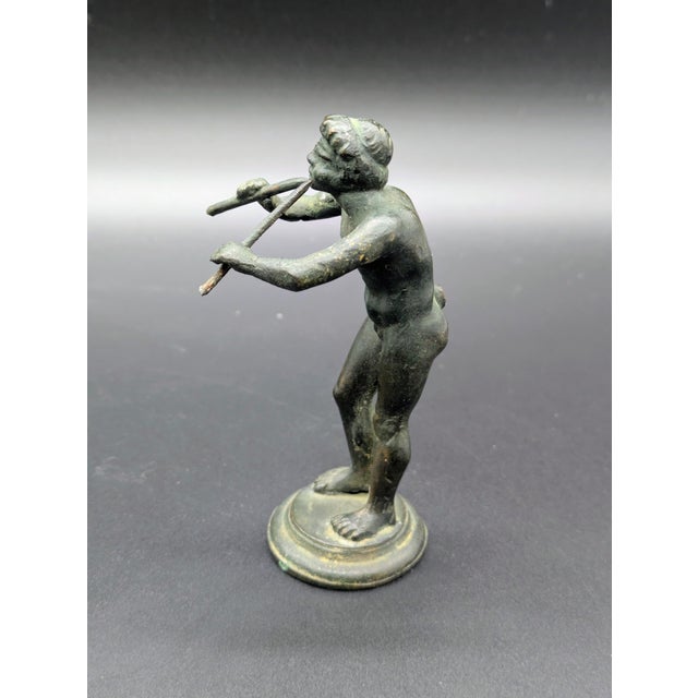 Italian Grand Tour Era Bronze Statuette: After "Young Faun With the Flute" For Sale In Portland, OR - Image 6 of 10