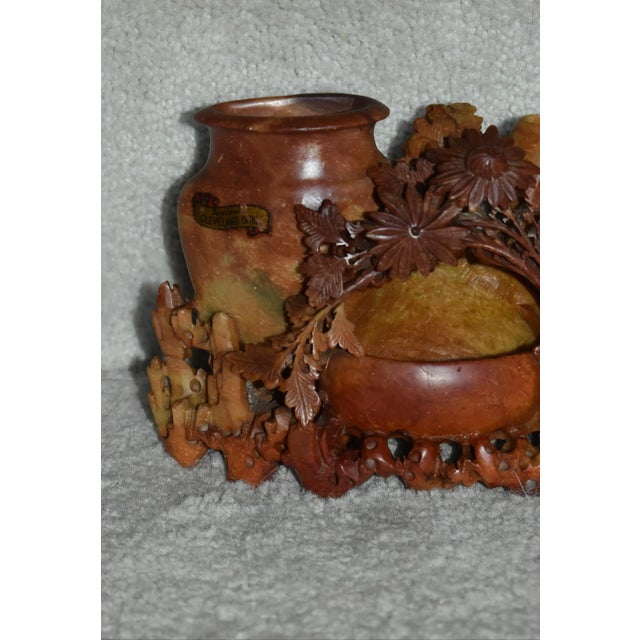 1950s Vintage Asian Carved Soapstone Decorative Piece For Sale - Image 5 of 12