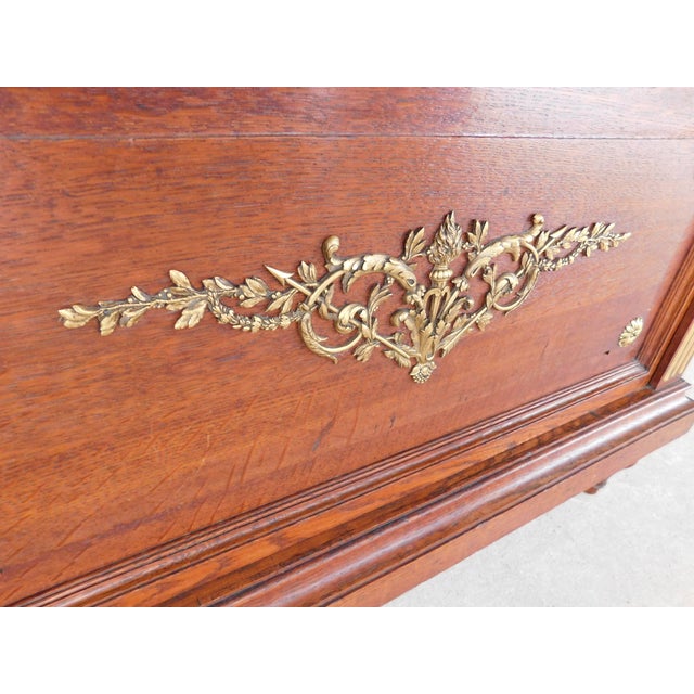 Antique Oak French Louis XVI Style Gilt Bronze Mounted Vitrine Display Cabinet For Sale - Image 12 of 18