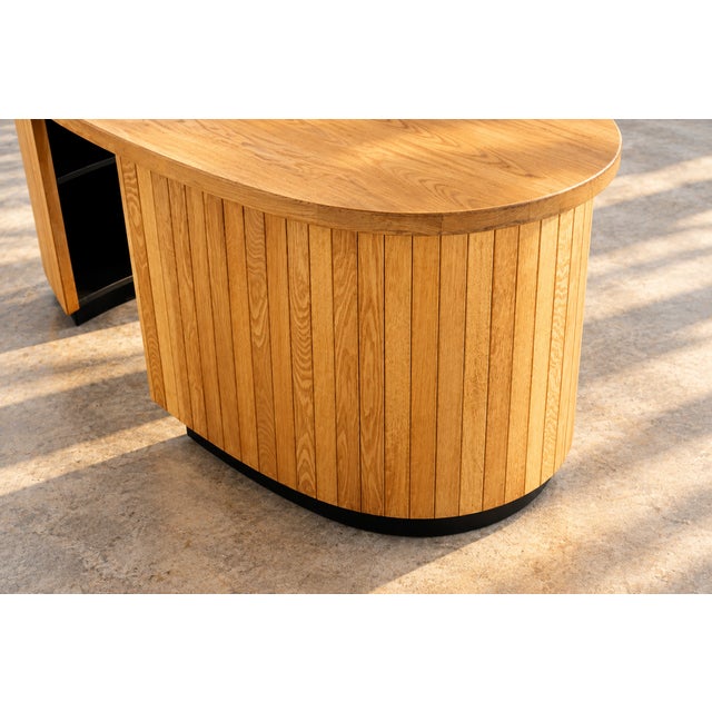 Black Art Deco Oak Desk, 1950s For Sale - Image 8 of 13