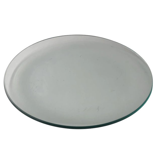 90's Modern Tempered Glass Round Serving Tray For Sale