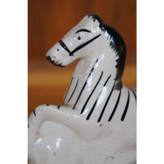Black Antique Staffordshire Porcelain Flatback African Zebra Striped Horse Figurine For Sale - Image 8 of 10