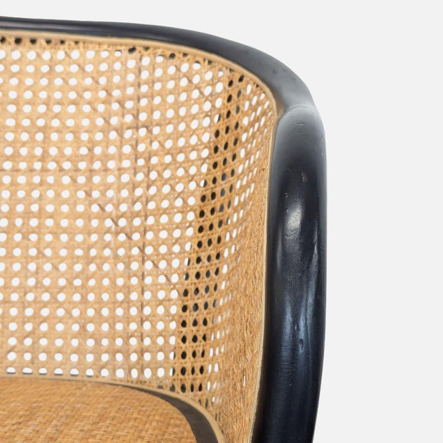 Pottery Barn Barrel Back Cane Dining Armchair For Sale - Image 9 of 10