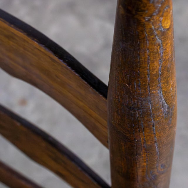 Late 19th to Early 20th Century Pair of French Country Style Oak Ladderback Chairs Twisted Papercord Seats For Sale - Image 13 of 18