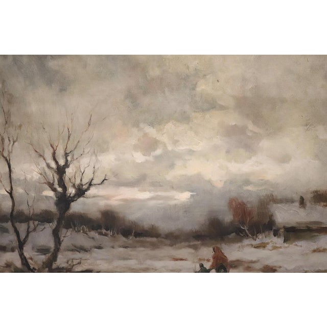 Winter Landscape, Oil Painting on Canvas, Early 20th Century, Framed For Sale - Image 7 of 15