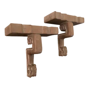 1930 Art Deco Carved & Limed Wood Wall Brackets - A Pair