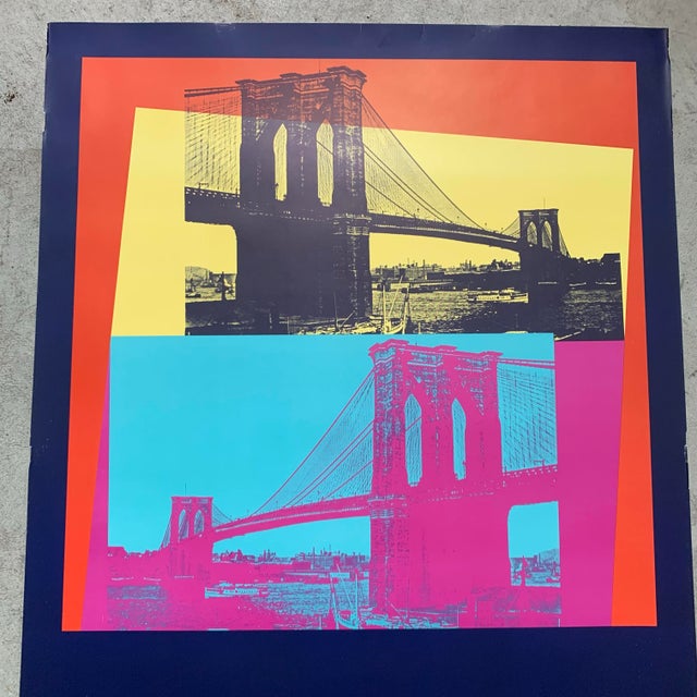 Rare Vintage Andy Warhol 1983 Lithograph Print Pop Art Poster Brooklyn Bridge For Sale - Image 11 of 12