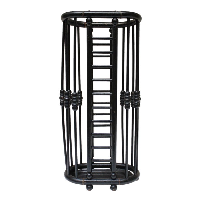 Arts and Crafts Stick and Ball Form Ebonized Umbrella Stand For Sale